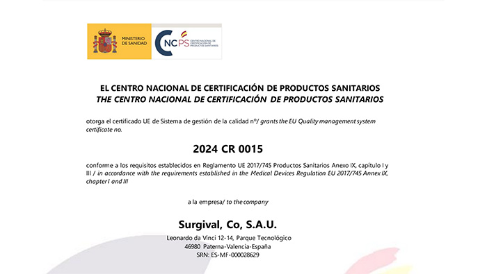 CERTIFICACION MDR PRODUCTOS SURGIVAL